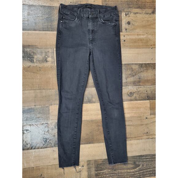 Mother‎ Jeans High Waisted Looker Ankle Fray Raw Hem Not Guilty Black Womens 26 - Picture 1 of 11